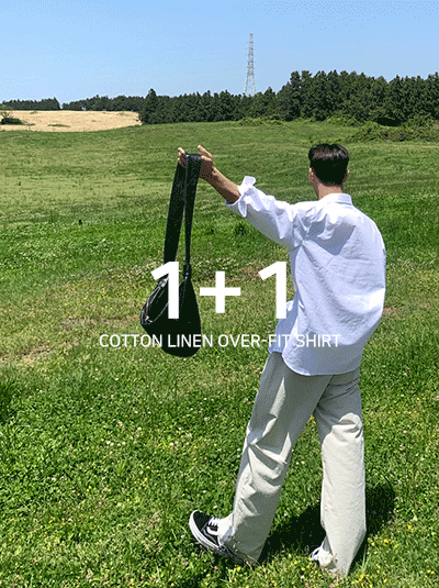 1+1 코튼 린넨 오버핏 셔츠 (입고지연)